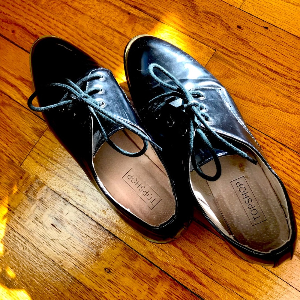 TopShop black patent oxfords